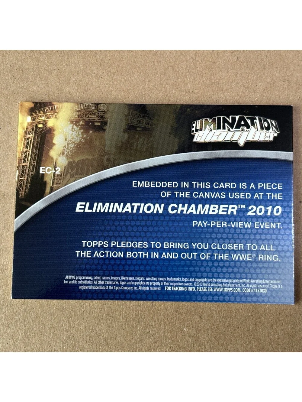2010 Topps WWE Sheamus #EC-2 Elimination Chamber Canvas Relic
